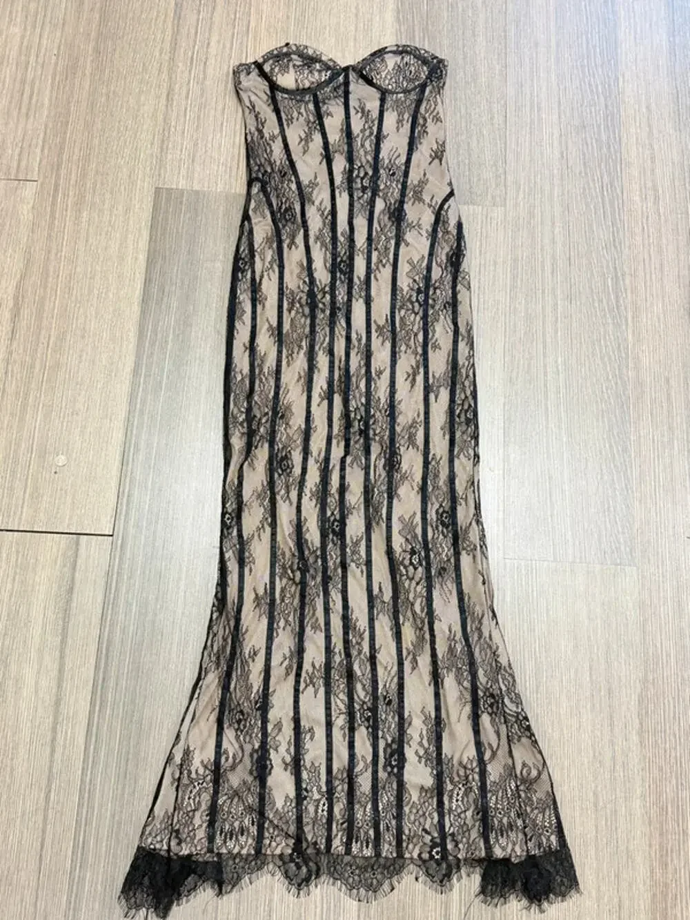 Strapless Lace Corset Maxi Dress • Size Medium